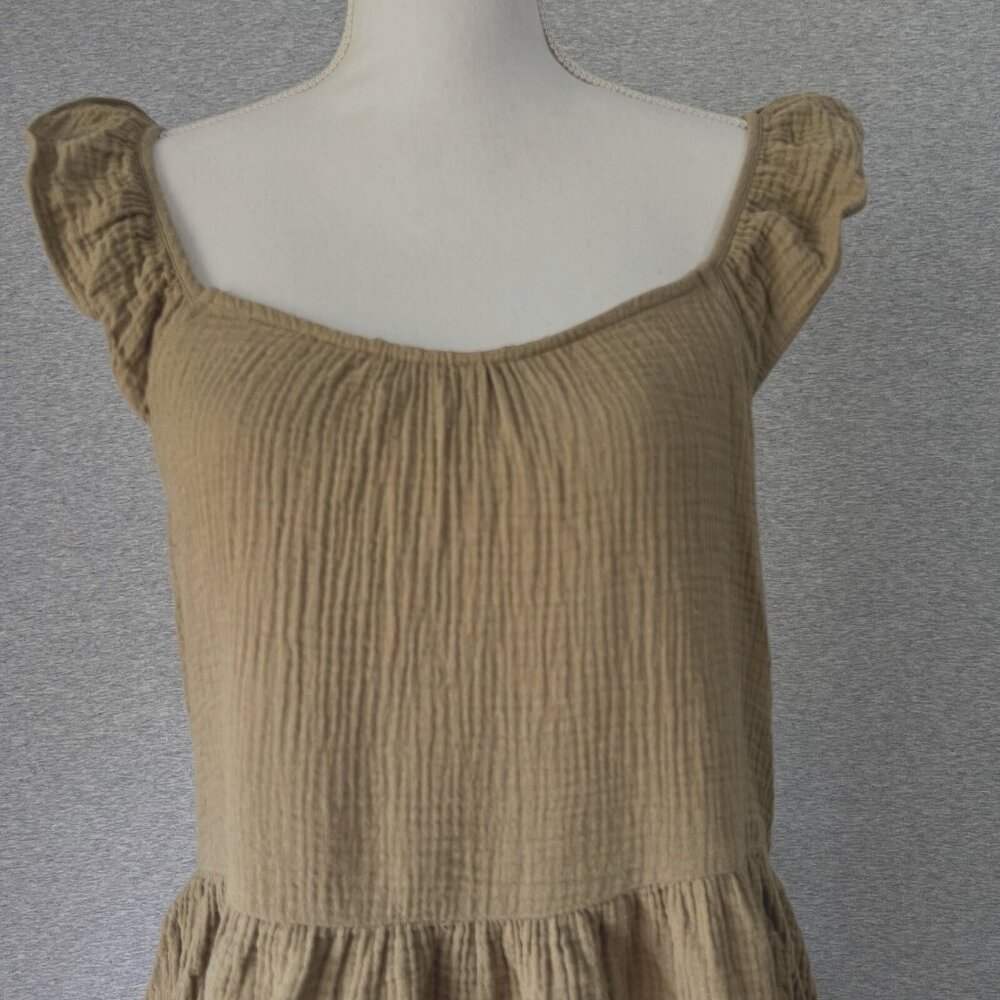Grade & Gather Dress Womens Large Green Gauze Tiered Boho Beach Midi Sundress - Picture 2 of 13
